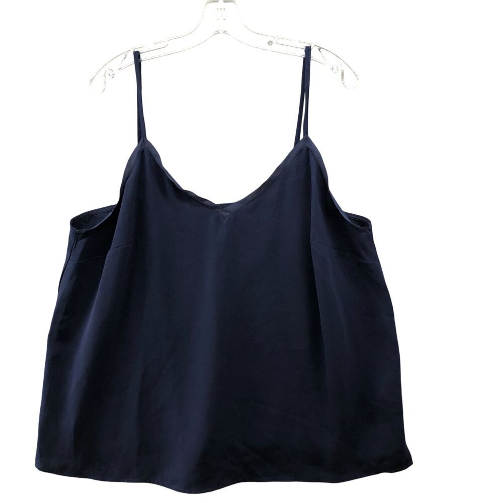 Eloquii Cami Top Womens 16 Navy Blue‎ V-Neck Flowy Chiffon